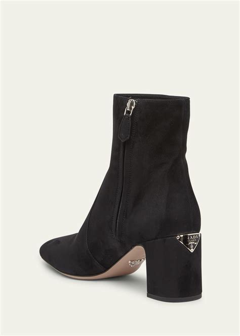 prada suede block heel bootie|Women's Ankle Boots And Boots .